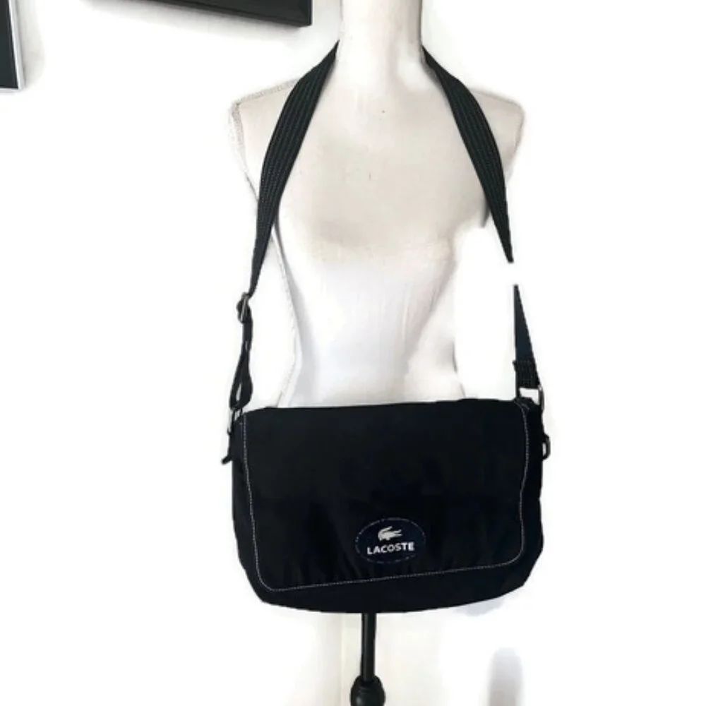 Lacoste Black Messenger Bag for Men